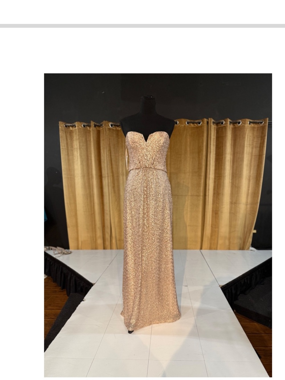 Amsale Strapless Sparkle Gown in Champagne Gold